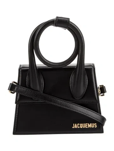 Pre-owned Jacquemus Leather Shoulder Bag In Black