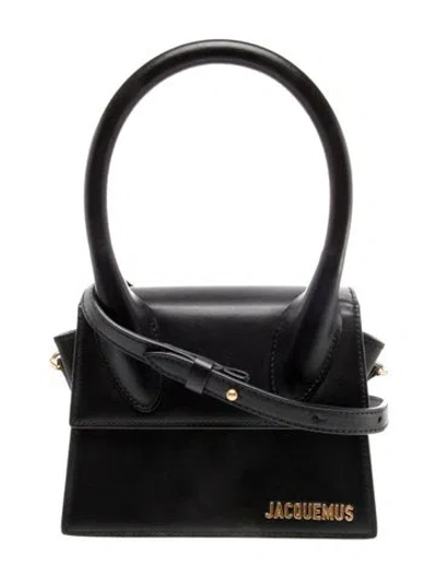 Pre-owned Jacquemus Leather Shoulder Bag In Black