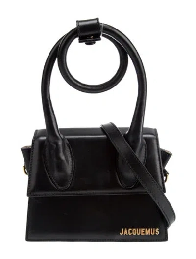 Pre-owned Jacquemus Leather Shoulder Bag In Black