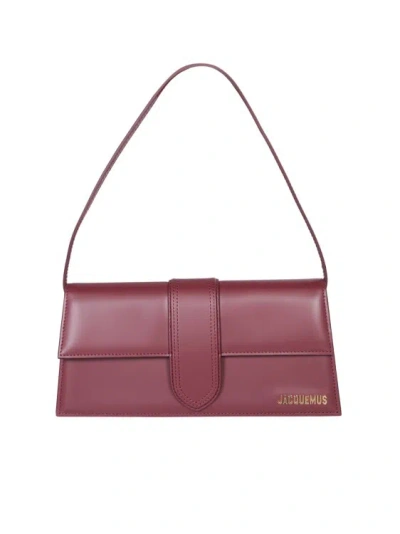 Jacquemus Le Bambino Long Leather Shoulder Bag In Burgundy
