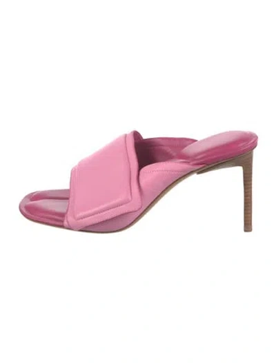 Pre-owned Jacquemus Leather Slides In Pink