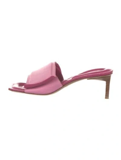 Pre-owned Jacquemus Leather Slides In Pink