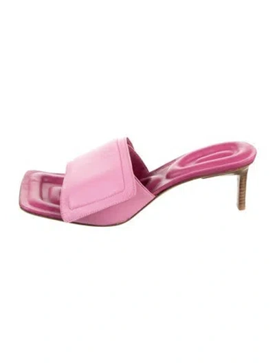 Pre-owned Jacquemus Leather Slides In Pink