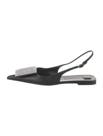 Pre-owned Jacquemus Leather Slingback Flats In Black