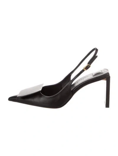 Pre-owned Jacquemus Leather Slingback Pumps In Black