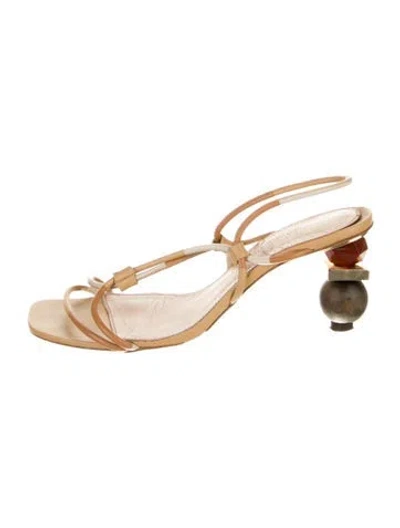 Pre-owned Jacquemus Leather Slingback Sandals In Neutral