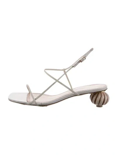 Pre-owned Jacquemus Leather Slingback Sandals In White