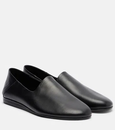 Jacquemus Leather Slip-on Shoes In Black