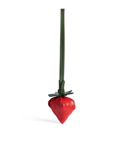 Jacquemus Leather Strawberry Bag Charm In Red