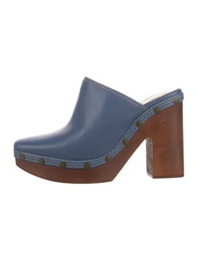 Pre-owned Jacquemus Leather Studded Accents Mules In Blue