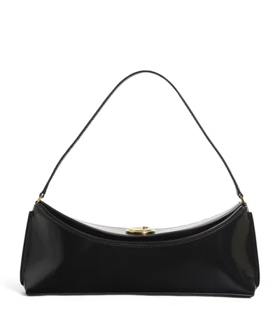 Jacquemus Leather The Ovalo Shoulder Bag In Black