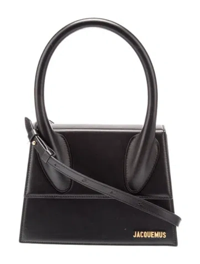 Pre-owned Jacquemus Leather Top Handle Bag In Black