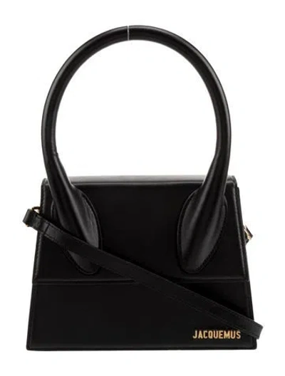 Pre-owned Jacquemus Leather Top Handle Bag In Black