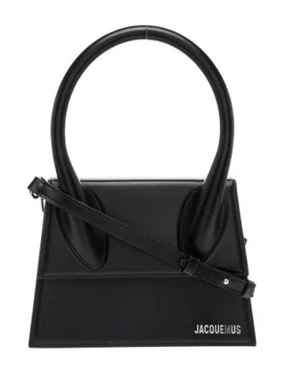 Pre-owned Jacquemus Leather Top Handle Bag In Black