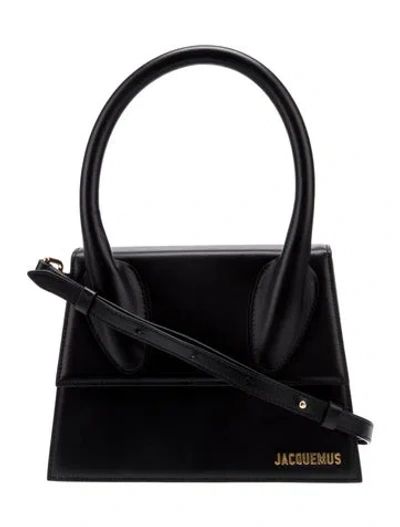 Pre-owned Jacquemus Leather Top Handle Bag In Black