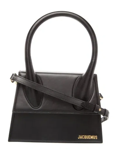 Pre-owned Jacquemus Leather Top Handle Bag In Black