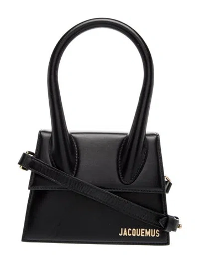 Pre-owned Jacquemus Leather Top Handle Bag In Black
