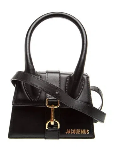 Pre-owned Jacquemus Leather Top Handle Bag In Black