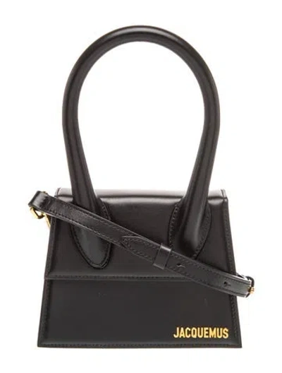 Pre-owned Jacquemus Leather Top Handle Bag In Black
