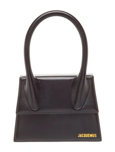 Pre-owned Jacquemus Leather Top Handle Bag In Black