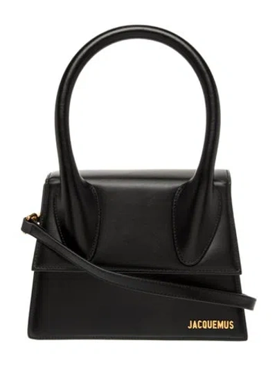 Pre-owned Jacquemus Leather Top Handle Bag In Black