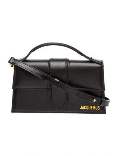 Pre-owned Jacquemus Leather Top Handle Bag In Black