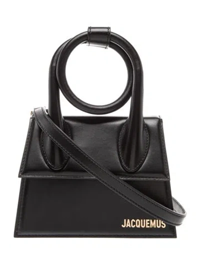 Pre-owned Jacquemus Leather Top Handle Bag In Black