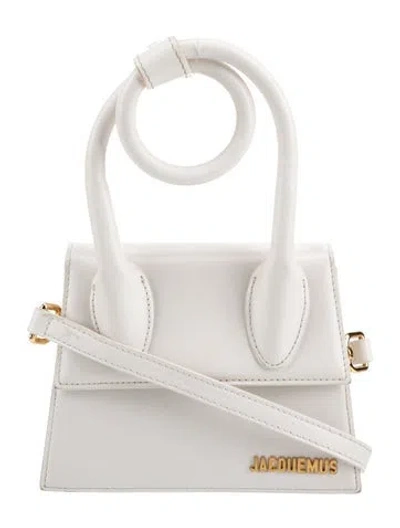 Pre-owned Jacquemus Leather Top Handle Bag In White