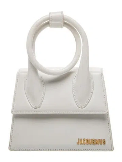 Pre-owned Jacquemus Leather Top Handle Bag In White
