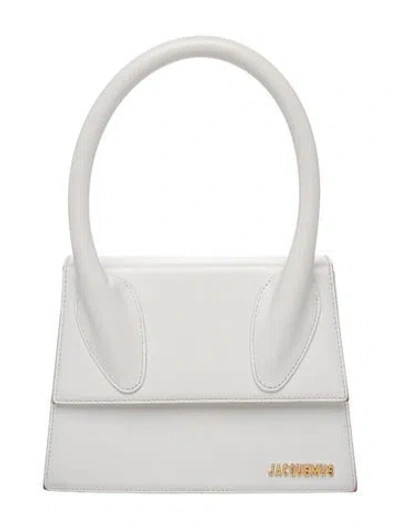 Pre-owned Jacquemus Leather Top Handle Bag In White