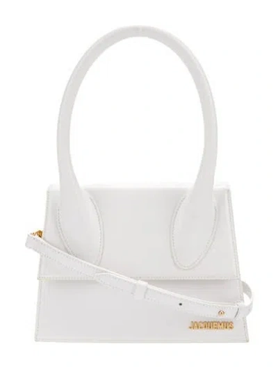 Pre-owned Jacquemus Leather Top Handle Bag In White