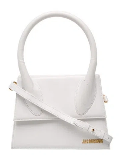 Pre-owned Jacquemus Leather Top Handle Bag In White