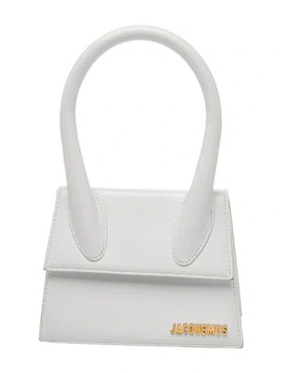 Pre-owned Jacquemus Leather Top Handle Bag In White