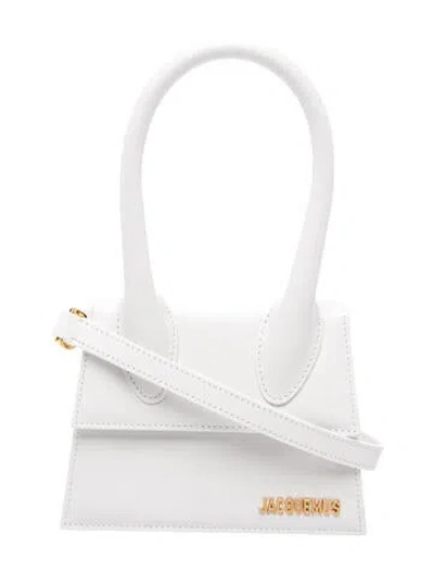 Pre-owned Jacquemus Leather Top Handle Bag In White