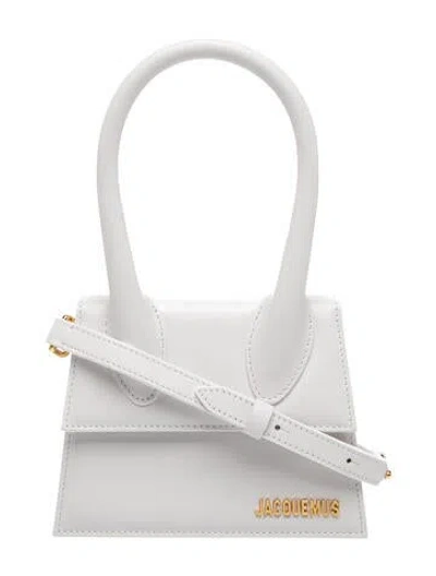Pre-owned Jacquemus Leather Top Handle Bag In White
