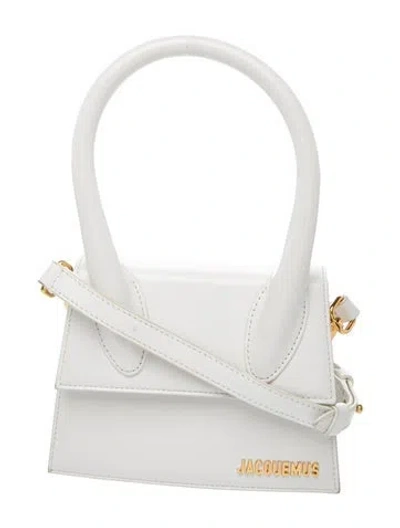 Pre-owned Jacquemus Leather Top Handle Bag In White