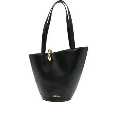 Jacquemus Leather Tote Bags In Black