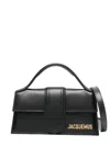 Jacquemus Leather Tote Handbag With Removable Shoulder Strap And Magnetic Flap Closure In Black