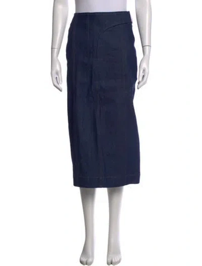 Pre-owned Jacquemus Leather Trim Embellishment Midi Length Skirt In Blue