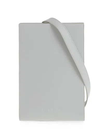 Jacquemus Leather Wallet With Shoulder Strap In Gray