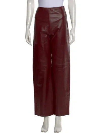 Pre-owned Jacquemus Leather Wide Leg Pants In Burgundy