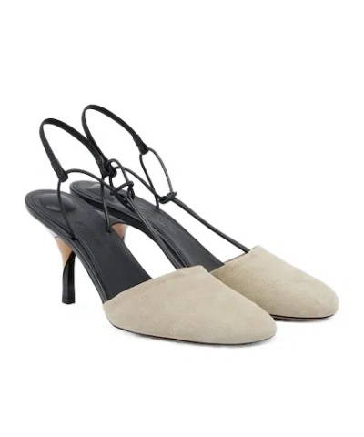 Jacquemus Leather-trimmed Suede Slingback Pumps In Nude