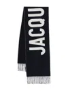 Jacquemus Brushed Finish Fringe Detailing Wraparound Scarf In Black