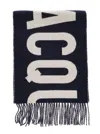 Jacquemus Lècharpe Blue Oversize Scarf With Jacquard Motif In Wool Man  In Blu