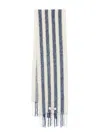 Jacquemus Brushed Fringed Knitted Scarf With Striped Pattern In 1hs Print White And Blue Stri