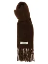 Jacquemus Carro Scarf With Soft Texture And Fringed Edges In Brown
