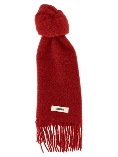 Jacquemus Carro Fringe Detail Scarf In Red