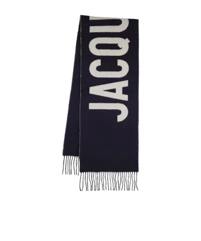 Jacquemus Brushed Finish Fringe Detailing Wraparound Scarf In Blue