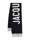 Jacquemus Brushed Finish Fringe Detailing Wraparound Scarf In Black