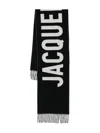 Jacquemus Fringed Wool Rectangular Scarf In Blue